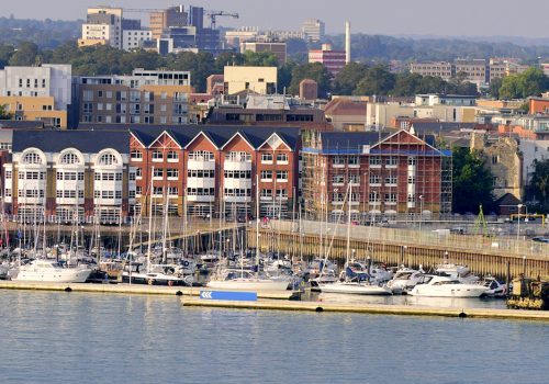 Just a grab shot of the Southamptom Town Quay Marina with the city skyline and condos in the background